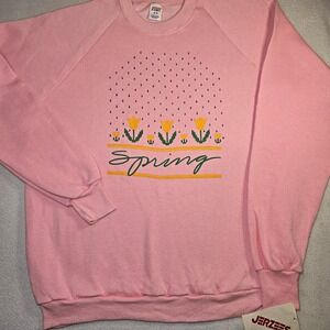 Vtg 80 Jerzees Russell Deadstock Sweatshirt XL Pink Spring Tulip Cottagecore NWT